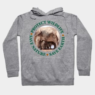 Wildlife Conservation Earth Day Elephant Calf Hiding Hoodie